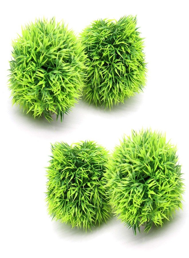 Besimple 4 Pack Aquarium Plastic Plants Grass Ball, Artificial Marimo Balls Green Water Plants Fish Tank Decorations - Image 1